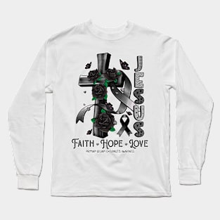 Primary Biliary Cholangitis Awareness - Jesus Cross ribbon Faith Long Sleeve T-Shirt